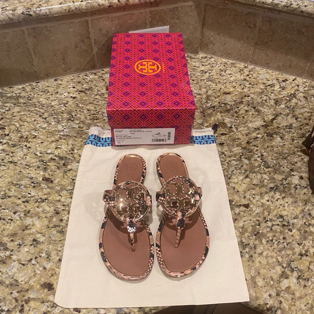 Blush snakeskin Miller sandals